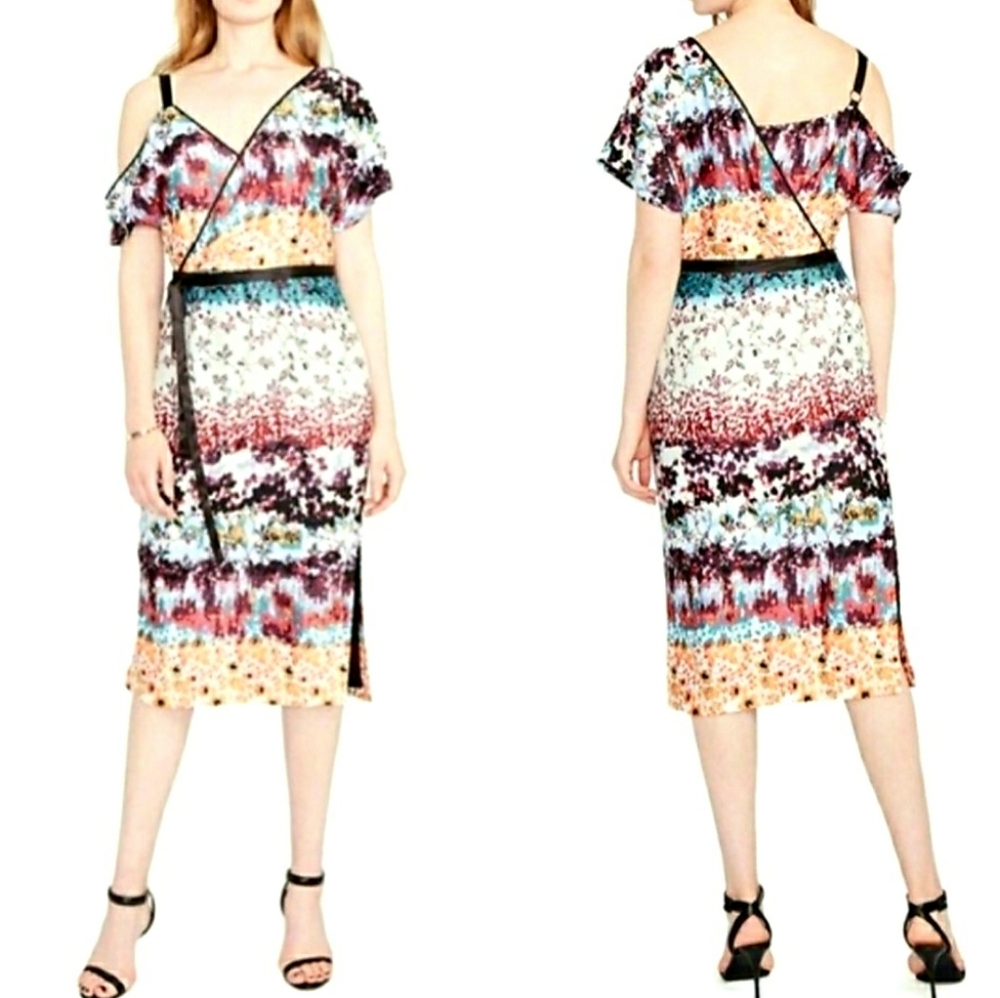 Rachel Roy asymmetrical garden floral dress NWT